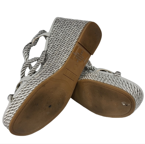 Guess Netesha Rope Espadrille Wedge Sandals Light Grey 8 - Picture 4 of 4